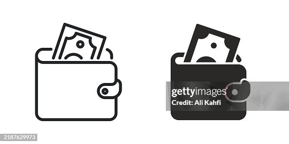 Wallet thin line and Glyph solid icon. Editable stroke and perfect pixel isolated on transparent background Wallet thin line and Glyph solid icon. Editable stroke and perfect pixel isolated on transparent background