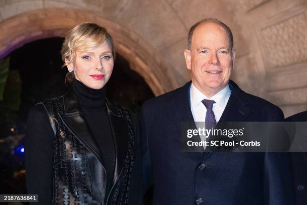 Princess Charlene of Monaco and Prince Albert II of Monaco launch Christmas Illuminations on Place du Casino on November 30, 2024 in Monaco, Monaco.