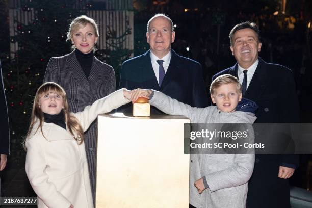 Princess Gabriella of Monaco, Princess Charlene of Monaco, Prince Albert II of Monaco, Prince Jacques of Monaco and Stéphane Valeri launch Christmas...