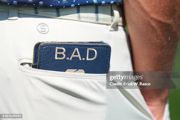 Close up of Bryson DeChambeau scorecard in his back pocket during day one of LIV Golf at Bolingbrook Golf Club. Bolingbrook, IL 9/13/2024 CREDIT:...