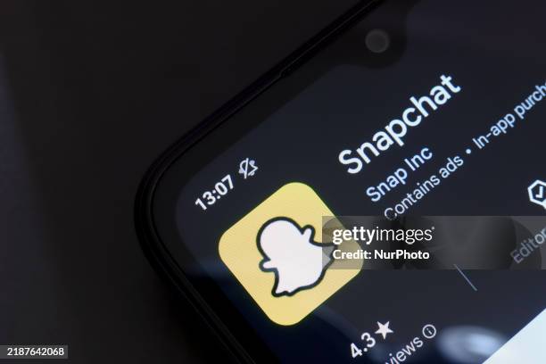 The Snapchat app logo appears on the screen of a smartphone in Reno, United States, on December 4, 2024.