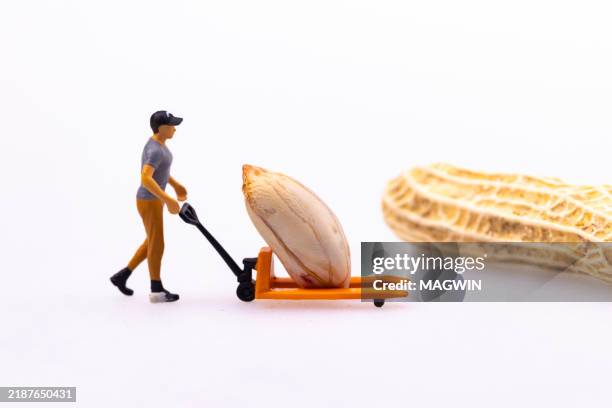 figurine working on the penut - figurine stock pictures, royalty-free photos & images