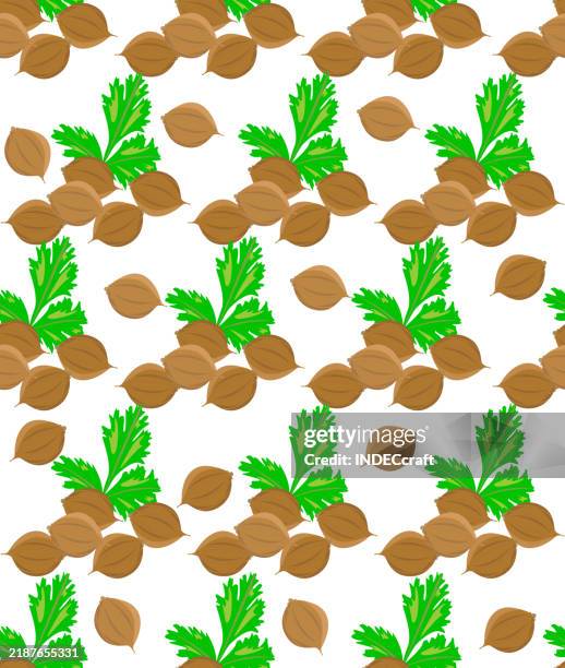 coriender seed seamless pattern - basil stock illustrations