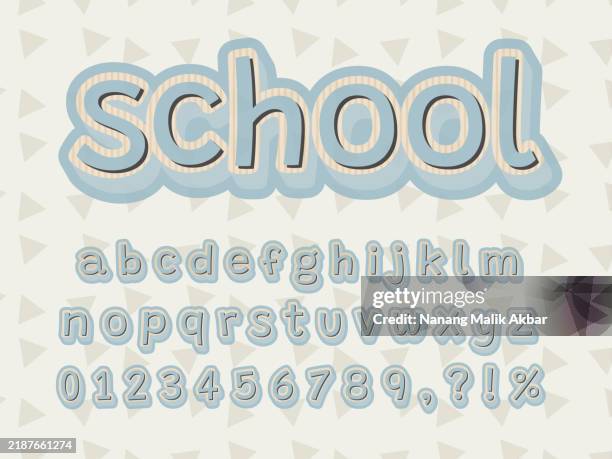 3d school editable text effect - indonesia school stock illustrations