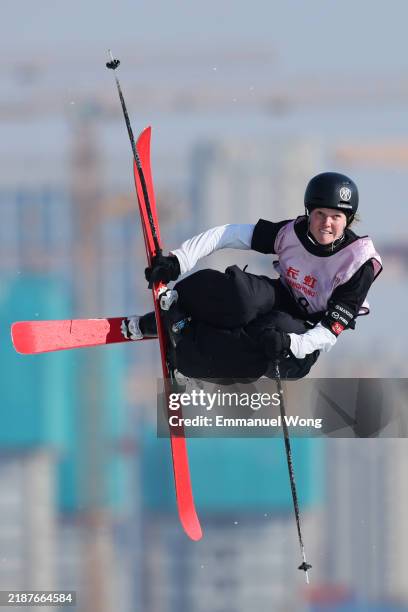 Anni Karava of Finland competes in the Womens Freeski Big Air Finals during the FIS Freeski & Snowboard World Cup at The Big Air Shougang on December...