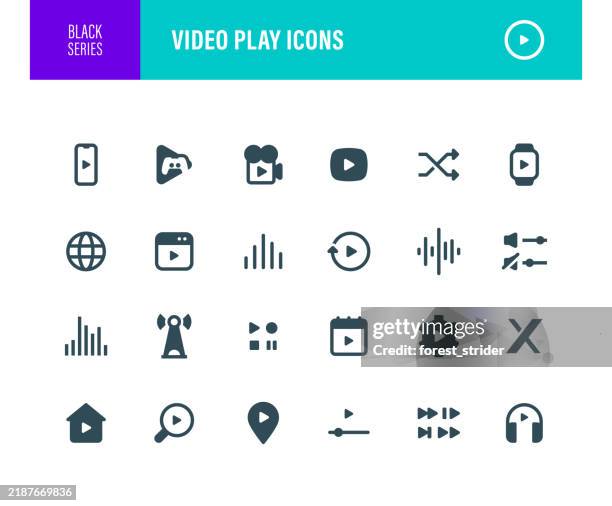 stockillustraties, clipart, cartoons en iconen met video play icons - muziekstreamingdienst