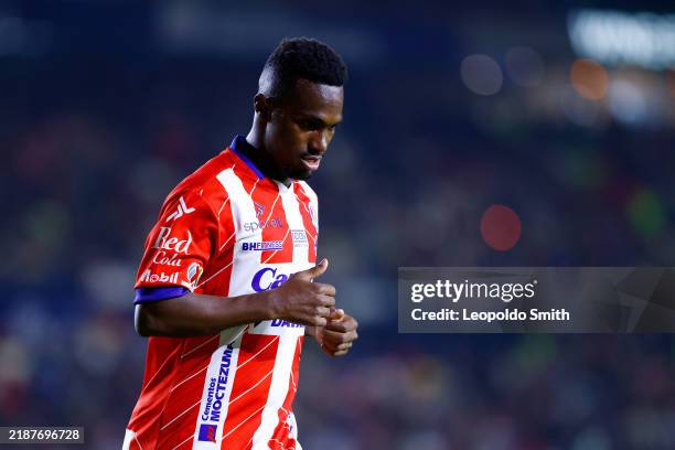 Vitinho of Atletico San Luis looks on during the semifinal first leg match between Atletico San Luis and Monterrey as part of the Torneo Apertura...