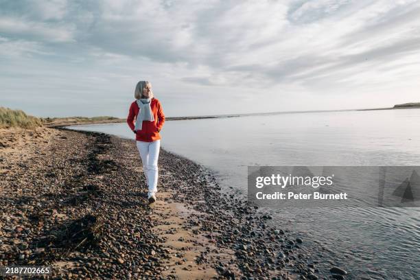 sutherland, scotland, walk the beach, just you and your thoughts - old lady with walker stock pictures, royalty-free photos & images