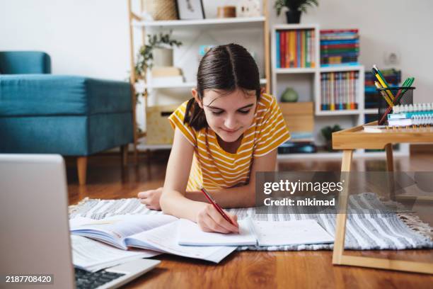 Pen Homework 403 Young Girl Lying On Floor Doing Homework Stock Photos, High-Res ...