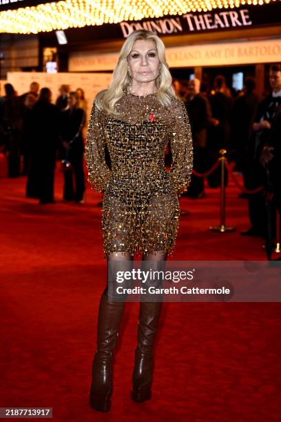 Donatella Versace attends "The Devil Wears Prada: The Musical" World Premiere at the Dominion Theatre on December 01, 2024 in London, England.