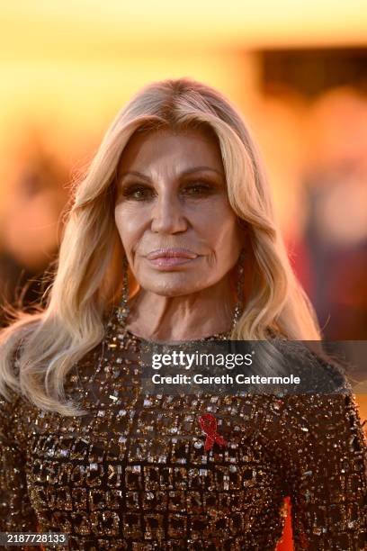 Donatella Versace attends "The Devil Wears Prada: The Musical" World Premiere at the Dominion Theatre on December 01, 2024 in London, England.