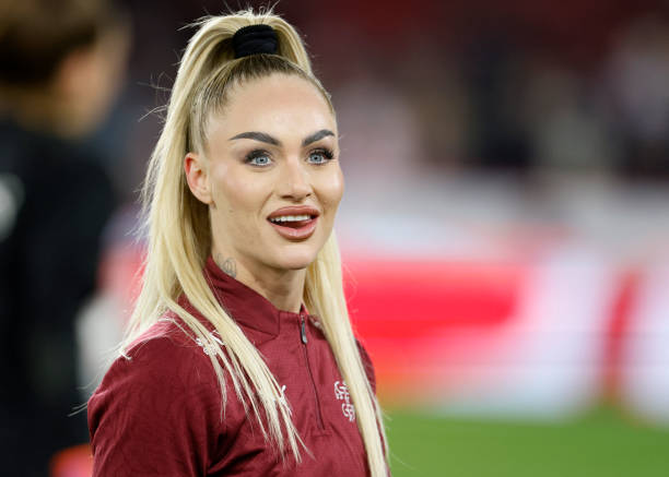 Alisha Lehmann of Switzerland on the pitch before the Women's international friendly between England and Switzerland at Bramall Lane on December 3,...