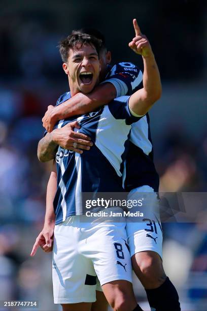 Oliver Torres of Monterrey celebrates after scoring the team's fifth goal during the quarterfinals second leg match between Pumas UNAM and Monterrey...