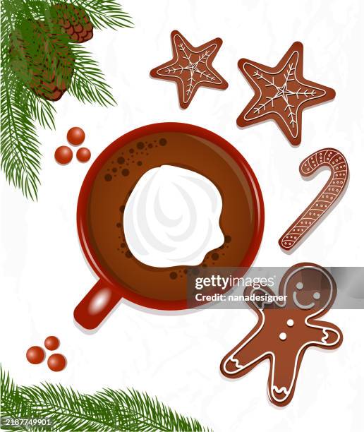 ilustraciones, imágenes clip art, dibujos animados e iconos de stock de navidad de chocolate - galletas navidad