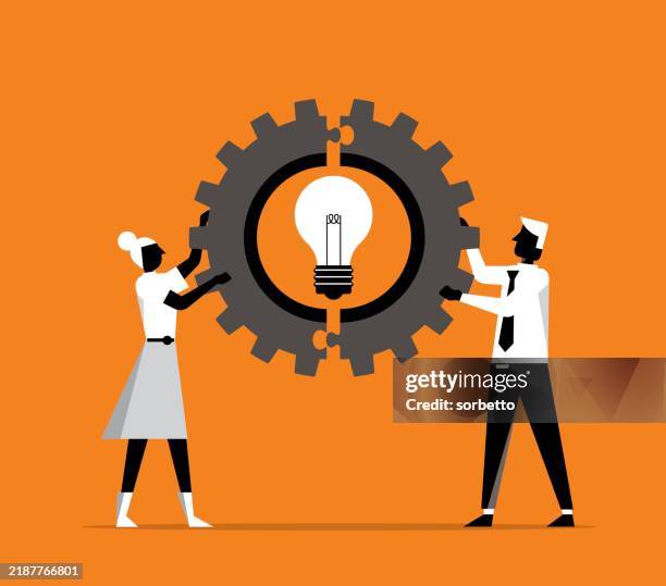 business people - combine creative thinking - resource efficiency stock illustrations