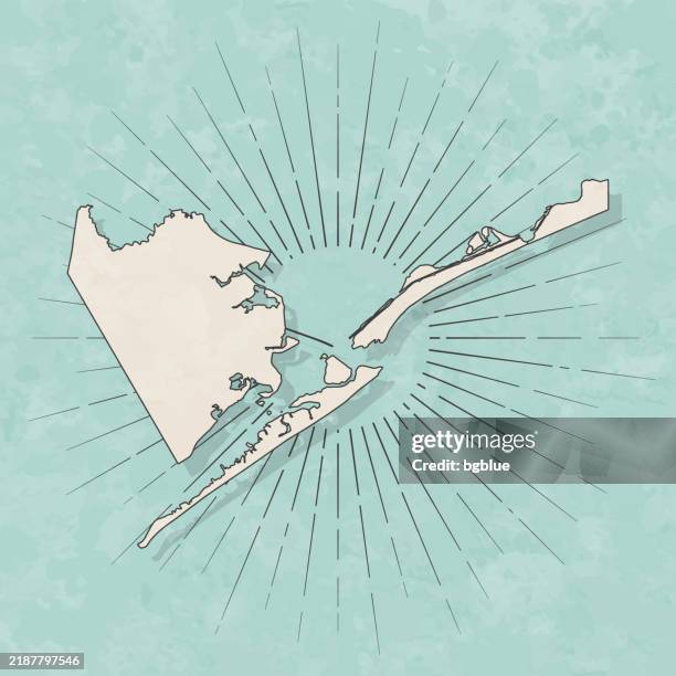 galveston county, texas. map in retro vintage style - old textured paper - old texas map stock illustrations