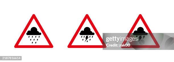 illustrations, cliparts, dessins animés et icônes de panneau d’avertissement de pluie - phénomène climatique extrême