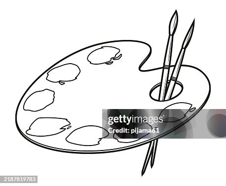 Wooden artist's palette with colorful paint blobs. Flat vector illustration isolated on white background. Wooden artist's palette with colorful paint blobs. Flat vector illustration isolated on white background.