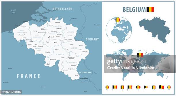 Belgium Detailed Map With Regions And Cities Set Of Flags Globe Country Belgium Detailed Map With Regions And Cities Set Of Flags Globe Country Outline Country 