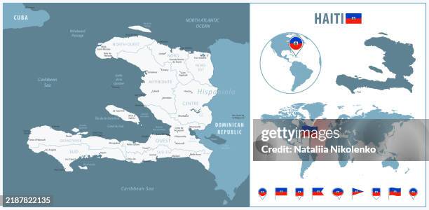 Haiti Detailed Map With Regions And Cities Set Of Flags Globe Country Haiti Detailed Map With Regions And Cities Set Of Flags Globe Country Outline Country 