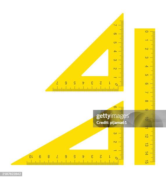 set of geometry ruler - triangular scale stock illustrations