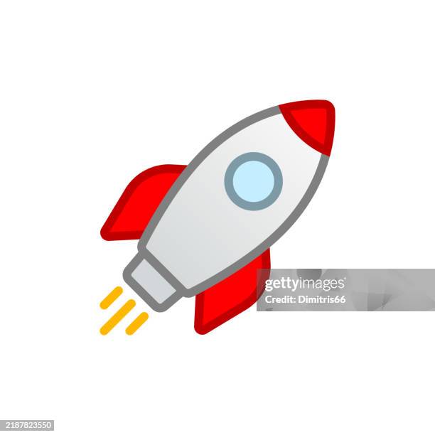 rocket color icon - cartoon spaceship stock illustrations