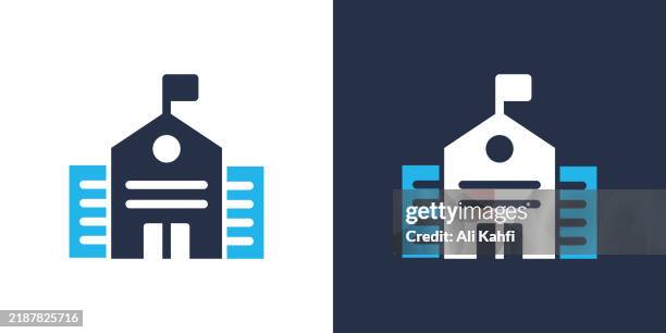school icon. solid icon vector illustration. for website design, logo, app, template, ui, etc. - schoolhouse stock illustrations