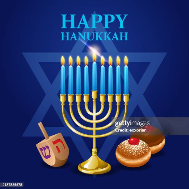 stockillustraties, clipart, cartoons en iconen met hanukkah celebration - officiële openingen