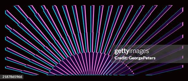 vector sunrise and sunbeams with glitch technique - optimism abstract background stock illustrations