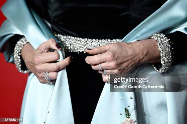 Chief Executive of the British Fashion Council, Caroline Rush, fashion detail attends The Fashion Awards 2024 Presented by Pandora at the Royal...