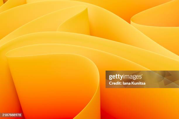 abstract layered wavy bright yellow, orange color gradient background. beauty 3d nature pattern. design element. geometric composition. - fall pattern stock pictures, royalty-free photos & images
