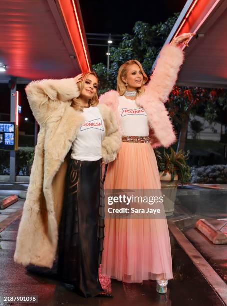 In these photos released on December 2 Nicole Richie and Paris Hilton are seen filming an undisclosed project at SONIC Drive-In on November 20, 2024...