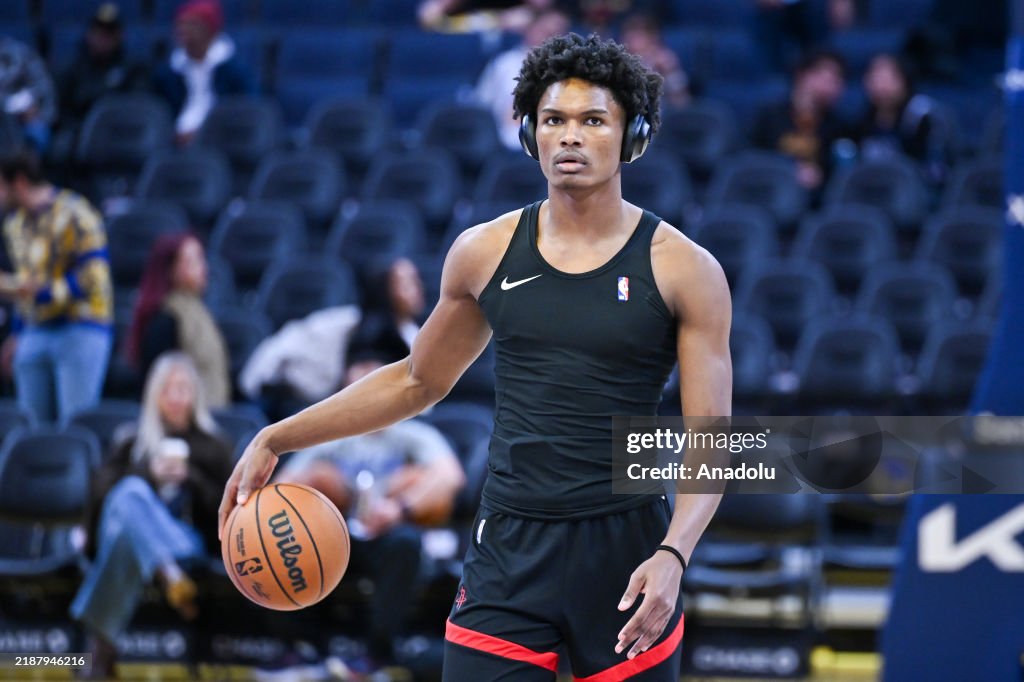 Houston Rockets Thompson Amen Thompson of Houston Rockets warms up before the NBA game between ...