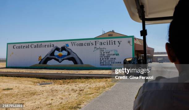 Mural is painted on the side of a building inside the Central California Women's Facility on June 18, 2024 in Chowchilla, California. The facility...