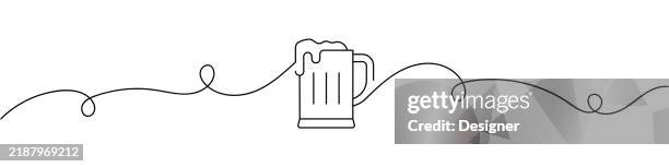 one continuous line drawing of beer icon. single line vector illustration - beer vector stock illustrations