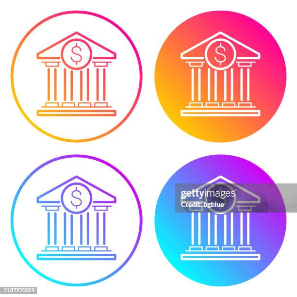 bank with dollar sign. round icons with color gradients - museum icon color circle stock illustrations