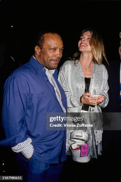 American record producer Quincy Jones and German actress Nastassja Kinski attend a celebration party at the House of Blues to mark the 100th episode...