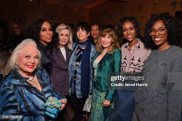 Carol Connors, Kerry Washington, Donna Mills, Diane Warren, Barbi Benton, Ebony Obsidian and a guest attend Netflix's "The Six Triple Eight" LA...