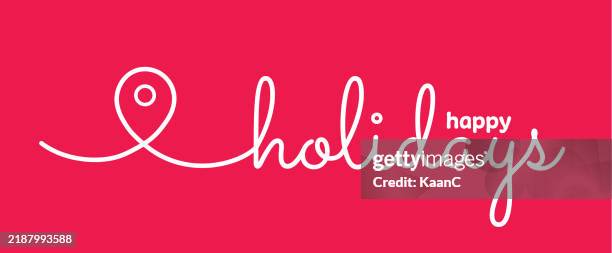 happy holidays. vector abstract lettering. map pin icon vector illustration. - happy holidays around the world stock illustrations