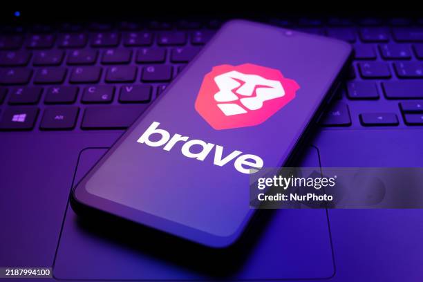 The Brave browser logo appears on the screen of a smartphone in Reno, United States, on December 6, 2024.