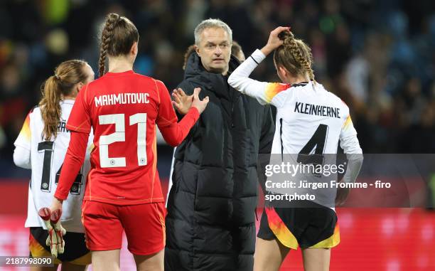 Ena Mahmutovic Christian Wück National Coach and Sophia Kleinherne of GErmany disappointed after the Women's international friendly between Germany...