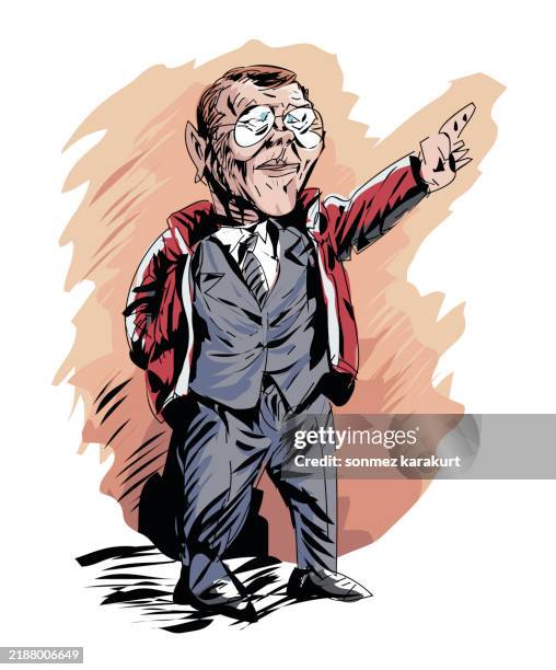 the technical director coach gestures with his hand - tactics soccer cartoon stock illustrations