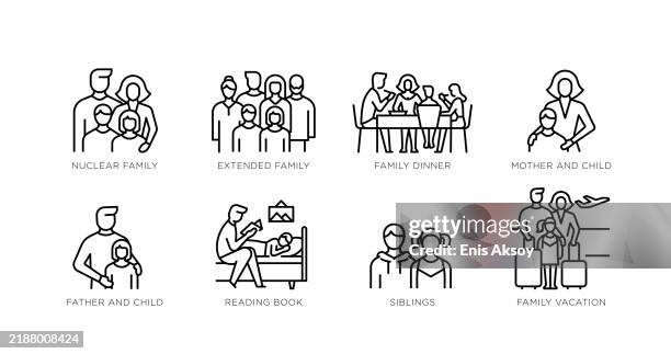 illustrations, cliparts, dessins animés et icônes de icônes de famille et de connexion - famille