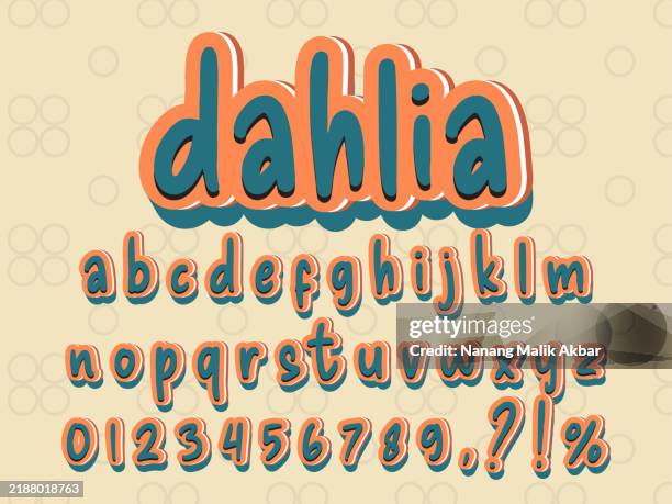 dahlia 3d editable text effect, effect saved in "graphic styles" - dahlia vector stock illustrations