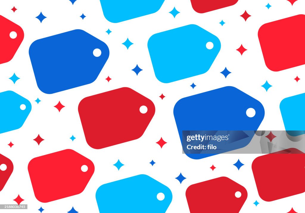 Price Pattern Background Seamless Red Blue Sale Price Tag Background Pattern High-Res Vector ...