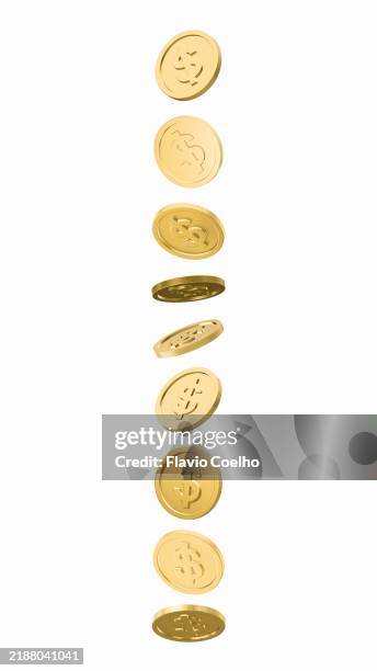flipping golden dollar coins - moneda fotografías e imágenes de stock