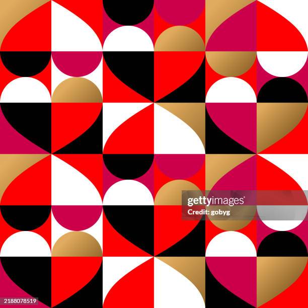 seamless geometric pattern with hearts - love pattern stock illustrations