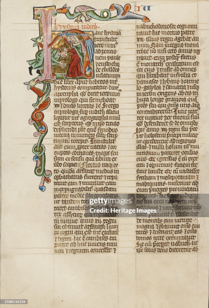 Initial H: Judith Beheading Holofernes; Historia Scholastica