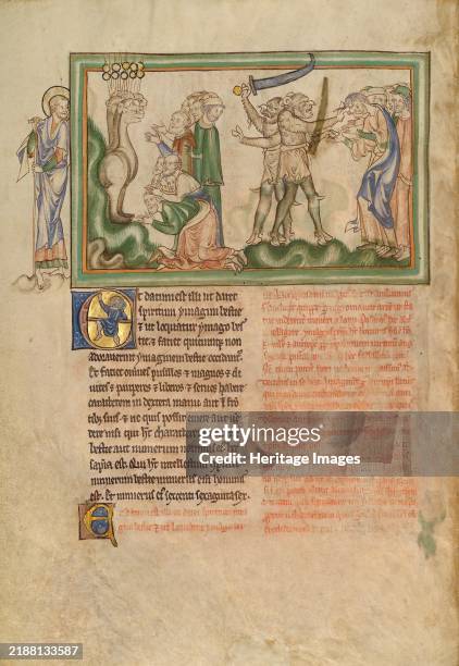 The Beast from the Earth Killing People and People Receiving the Mark of the Beast; Dyson Perrins Apocalypse, about 1255-1260. Additional Info: From...