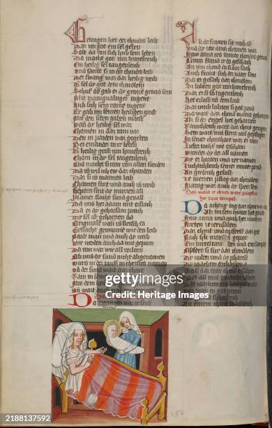 The Birth of the Virgin; The Nativity of the Virgin; Weltchronik, about 1400-1410. Creator: Unknown.